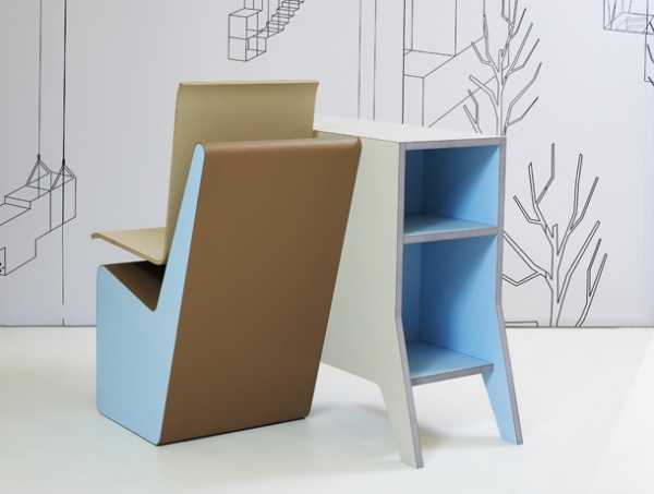 Designer Möbel Komposition aus Schreibtisch, Drehstuhl