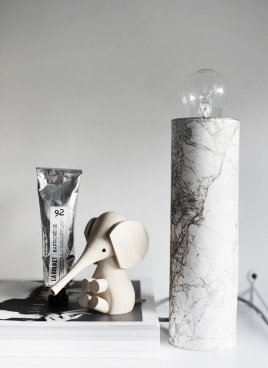Wunderschöne Idee zum Selbermachen Tischlampe in MarmorOptik