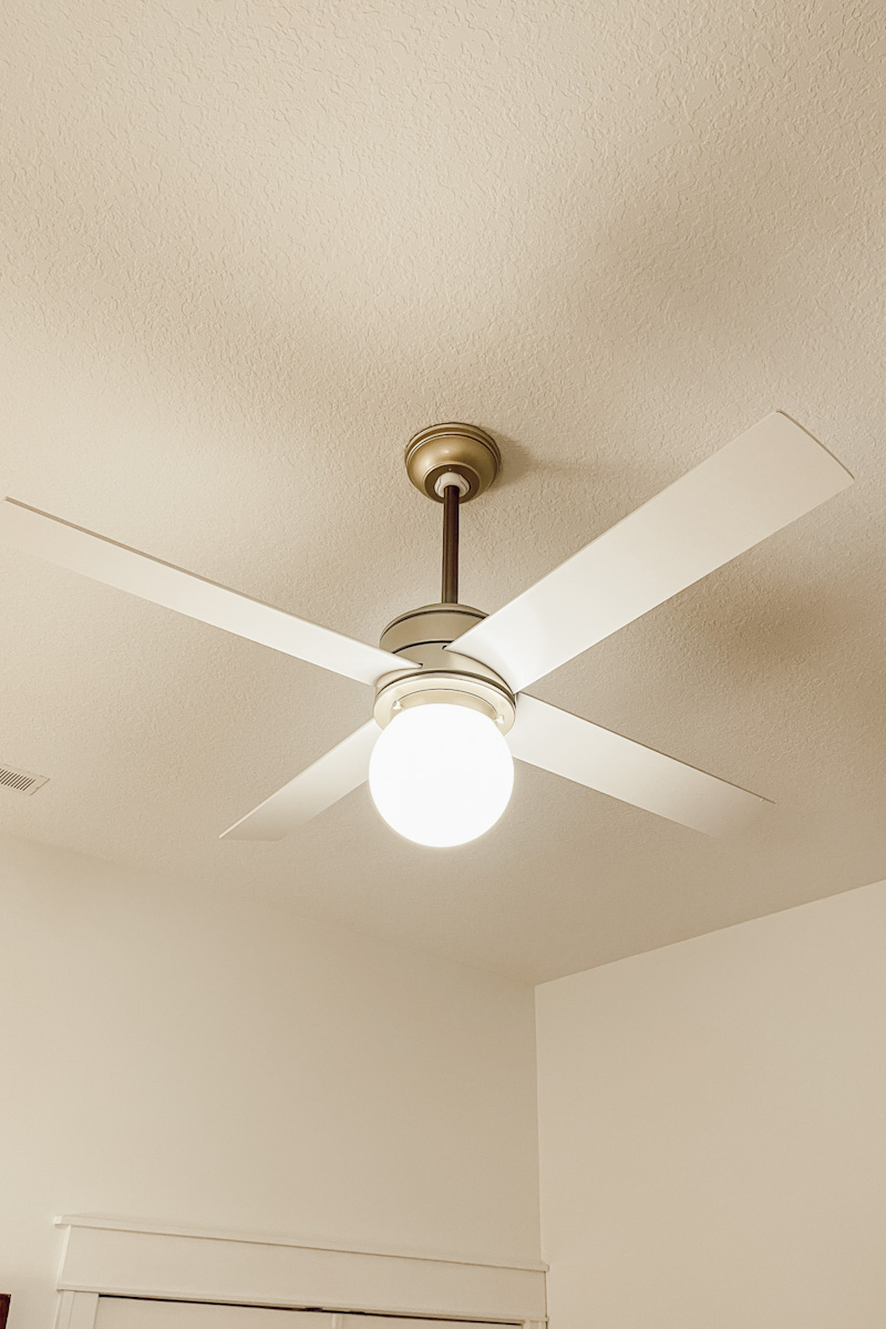 White and Gold Ceiling Fan in the Cottage Deb and Danelle
