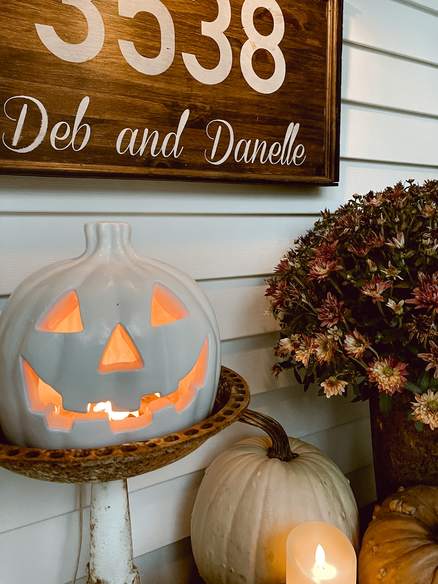 Fall Front Porch Decor and White JackOLantern Makeover Deb and Danelle