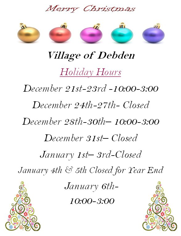 Christmas Office Hours Village of Debden