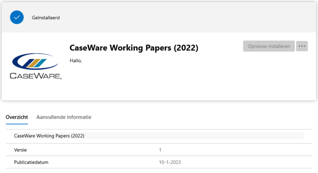 Caseware Working Papers 2022 installeren Waarmee kunnen we u helpen?