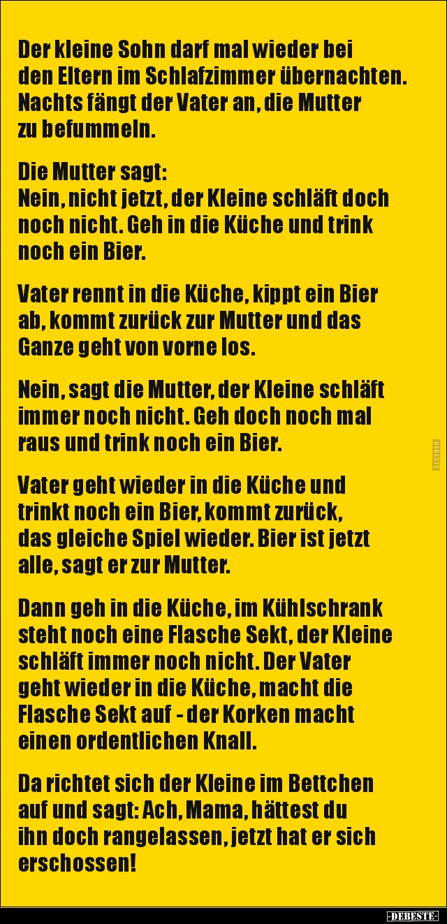Der kleine Sohn darf mal wieder bei den Eltern im.. Lustige Bilder