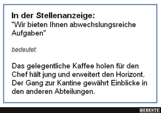 In der Stellenanzeige.. Lustige Bilder, Sprüche, Witze, echt lustig