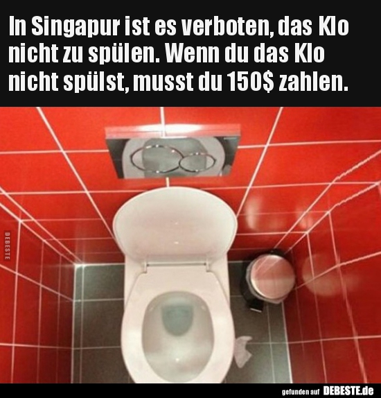 In Singapur ist es verboten, das Klo nicht zu spülen.. Lustige Bilder