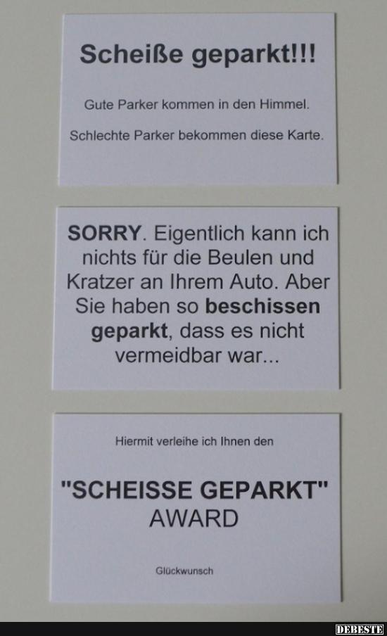 Schei... geparkt! Lustige Bilder, Sprüche, Witze, echt lustig