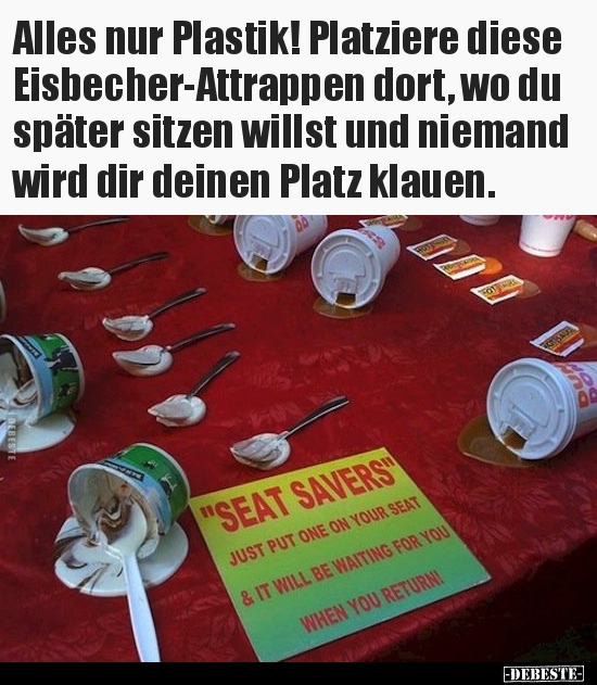 Alles nur Plastik! Platziere diese EisbecherAttrappen.. Lustige Bilder, Sprüche, Witze, echt