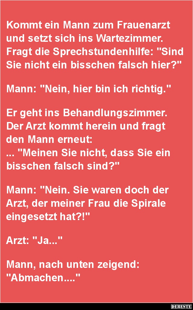 Kommt ein Mann zum Frauenarzt und setzt sich ins Wartezimmer