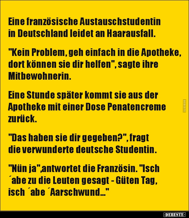 Eine Franzosische Austauschstudentin In Deutschland Leidet Lustige Bilder Spruche Witze Echt Lustig