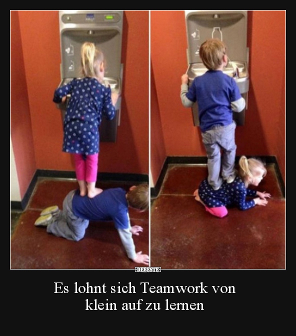 Es lohnt sich Teamwork von klein auf zu lernen.. Lustige Bilder