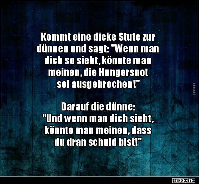 Kommt eine dicke Stute zur dünnen und sagt "Wenn man.." Lustige