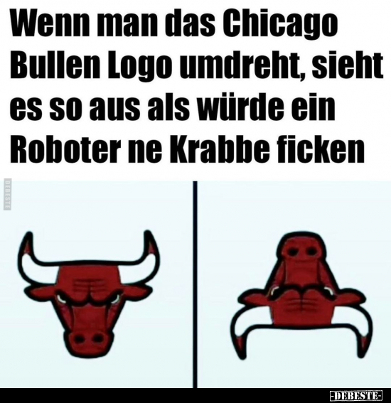 Wenn man das Chicago Bullen Logo umdreht, sieht es so aus.. Lustige