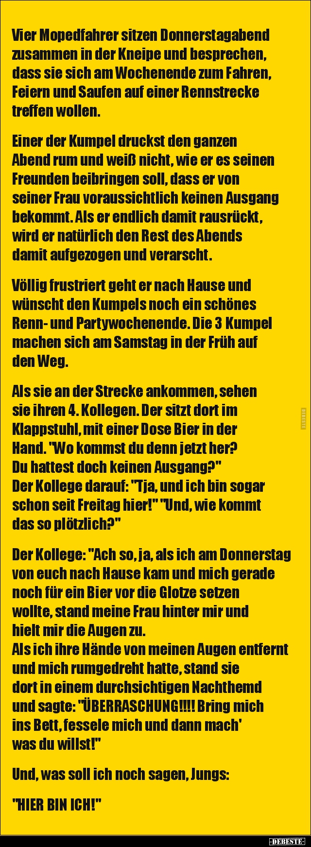 Vier Mopedfahrer Sitzen Donnerstagabend Zusammen In Der.. | Lustige Bilder, Sprüche, Witze, Echt Lustig 1743_x_640_jpg