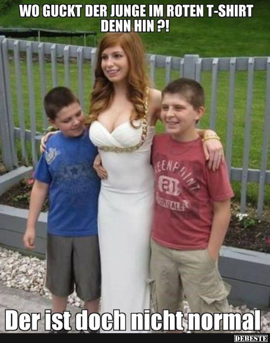 Wo guckt der Junge im roten Tshirt denn hin?! Lustige Bilder