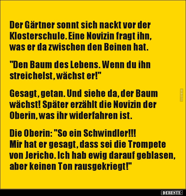 Der Gärtner sonnt sich nackt vor der Klosterschule.. Lustige Bilder