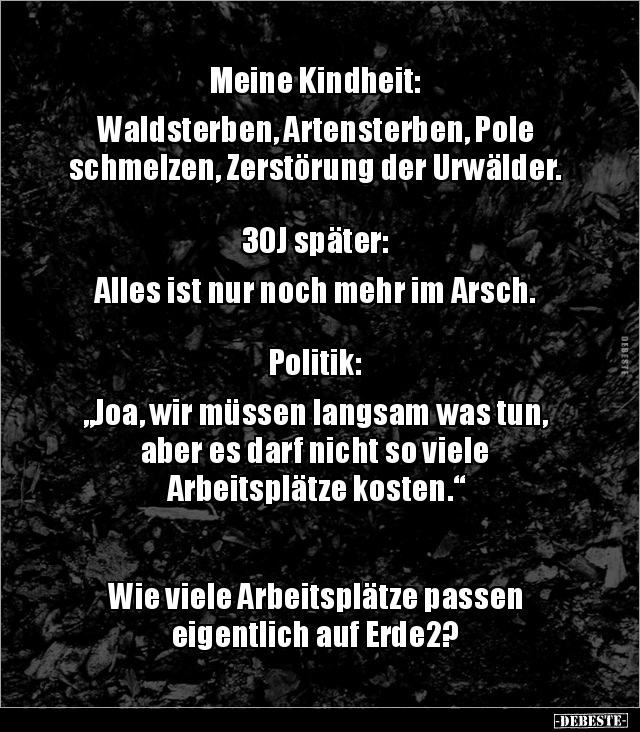Meine Kindheit Waldsterben, Artensterben, Pole
