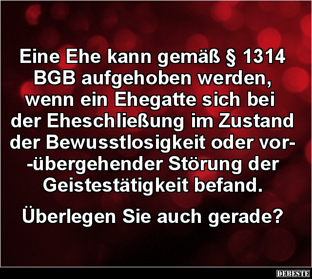 Eine Ehe Kann Gemass 1314 Bgb Aufgehoben Werden Lustige Bilder Spruche Witze Echt Lustig