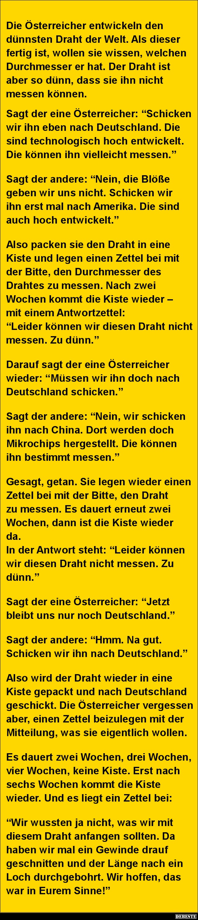 Die Österreicher entwickeln den dünnsten Draht der Welt.. Lustige