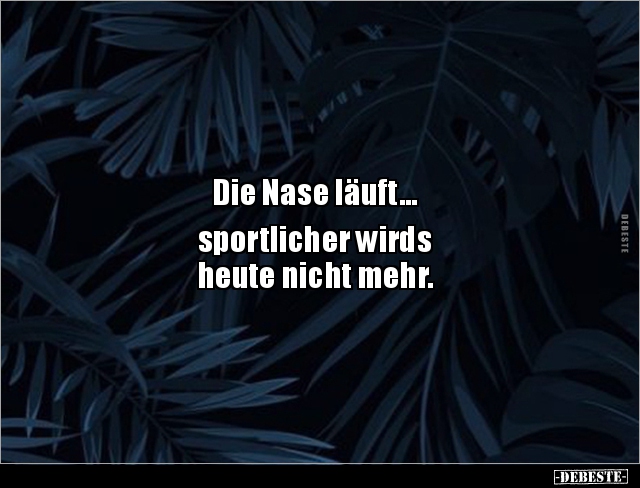 Die Nase läuft... sportlicher wirds heute nicht.. Lustige Bilder, Sprüche, Witze, echt lustig