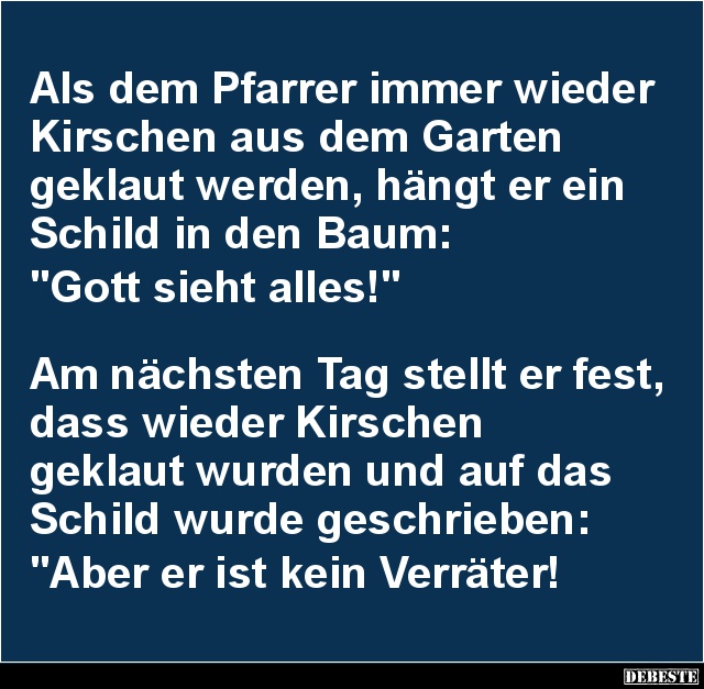 Als dem Pfarrer immer wieder Kirschen.. Lustige Bilder, Sprüche