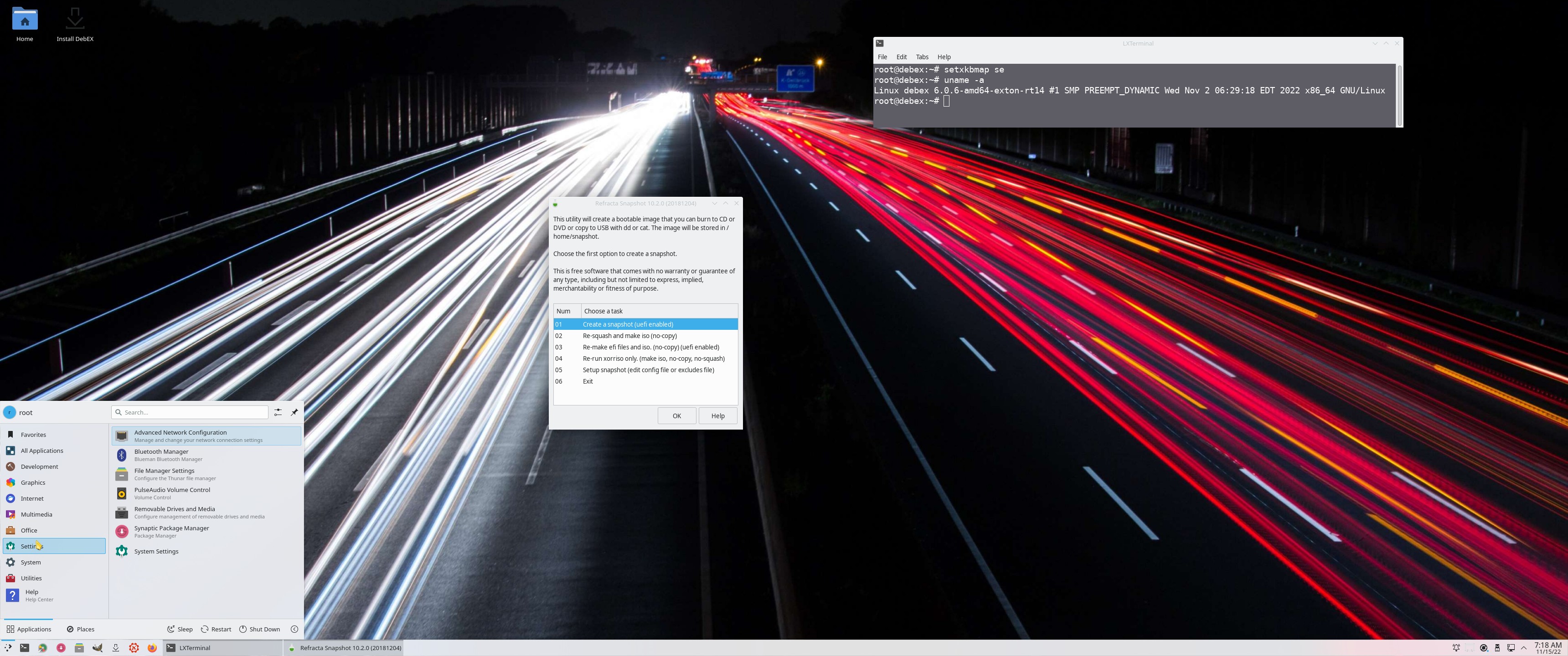 DebEX KDE Plasma, Build 221115, based on Debian Sid/Bookworm with