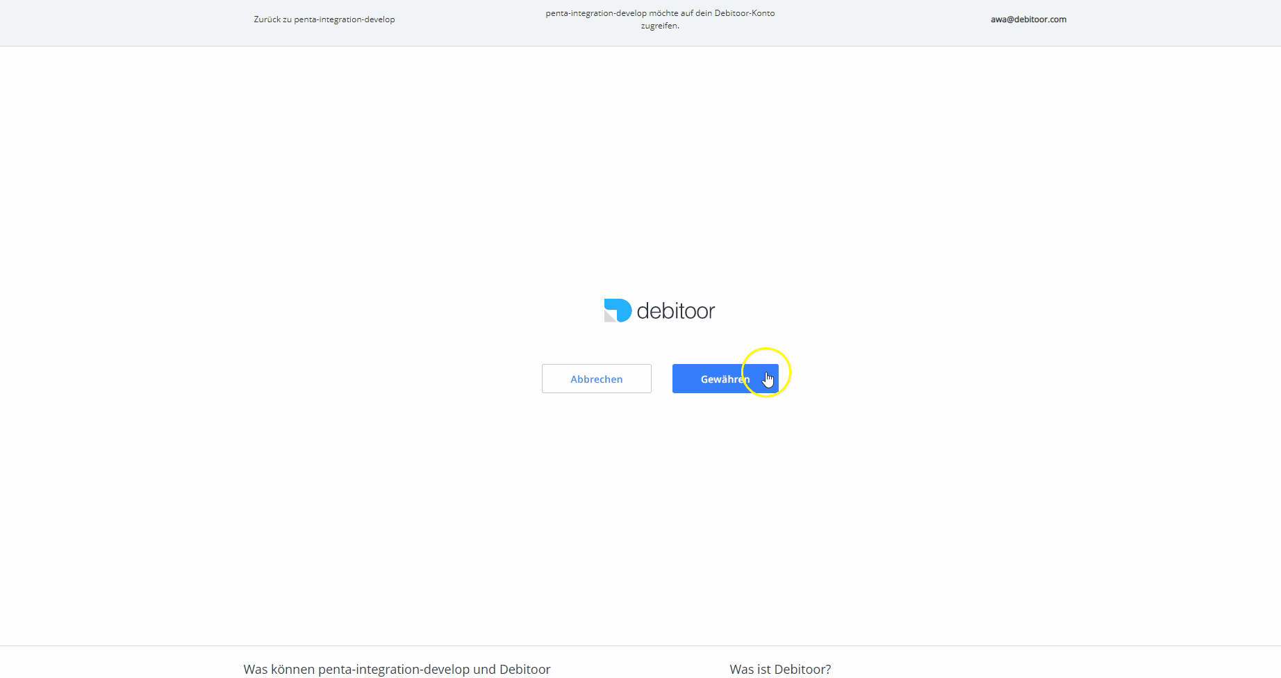 Penta an Debitoor anbinden Debitoor Rechnungsprogramm
