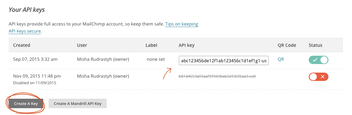 Getting a MailChimp API key DeBounce