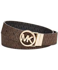 MICHAEL KORS BROWN MONOGRAM MK LOGO BELT - Debrasgrace