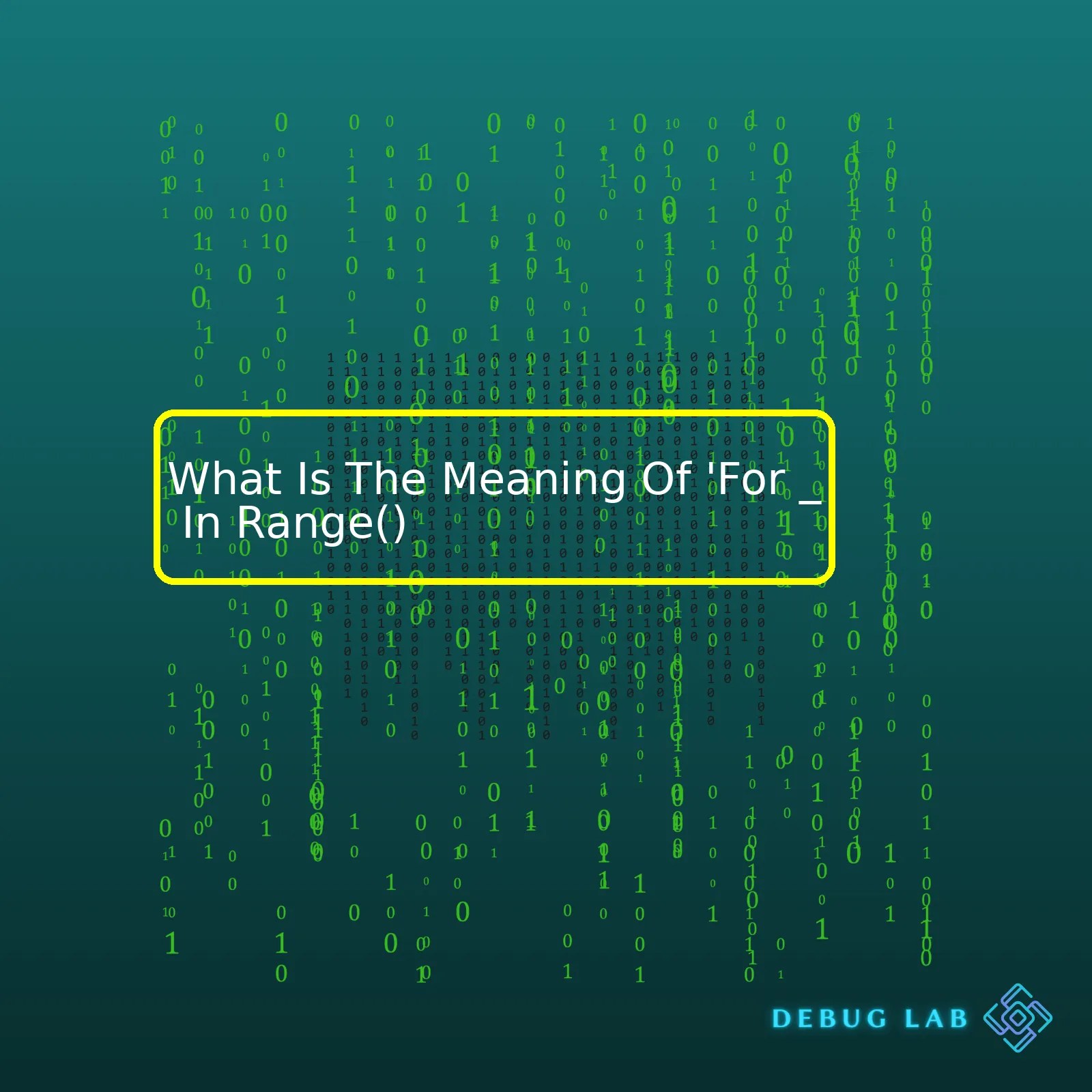 What Is The Meaning Of 'For _ In Range() Debug Lab