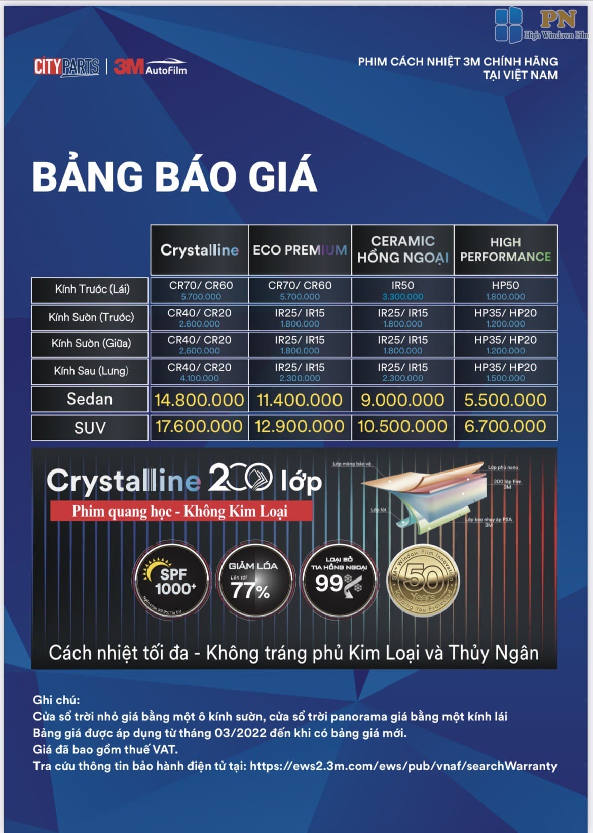 PHIM CÁCH NHIỆT 3M CRYSTALLINE Công nghệ đỉnh cao