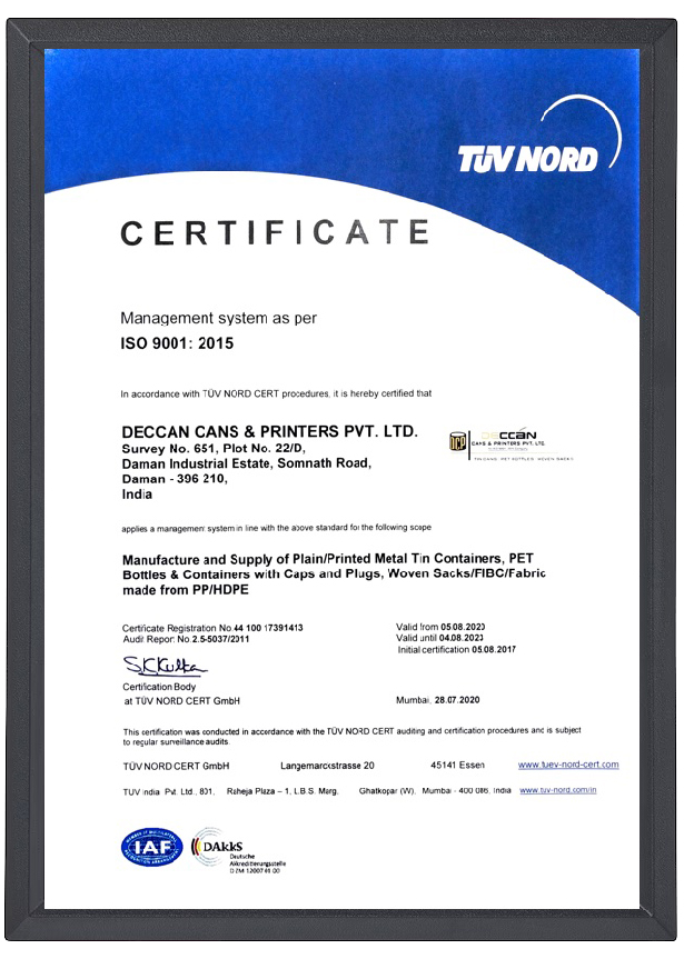 Certification & Accolades Deccan Cans