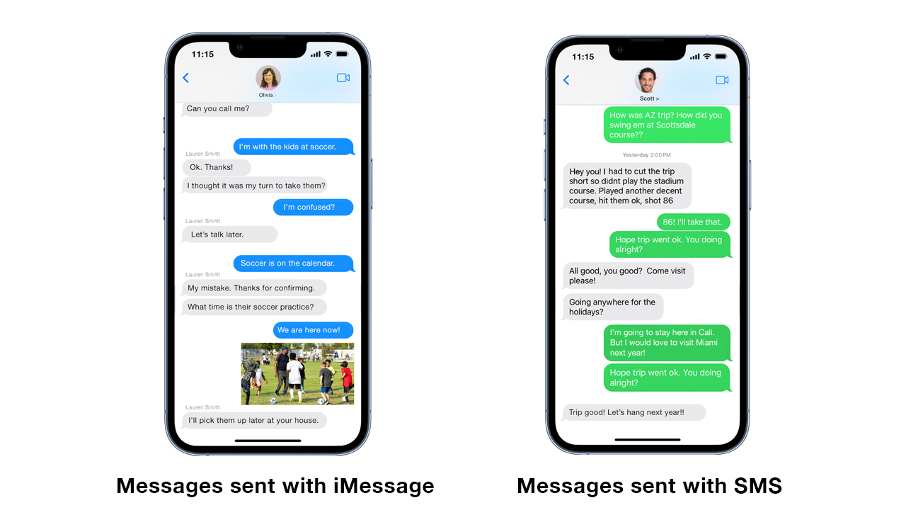 iPhone Text Messages Blue Versus Green Color