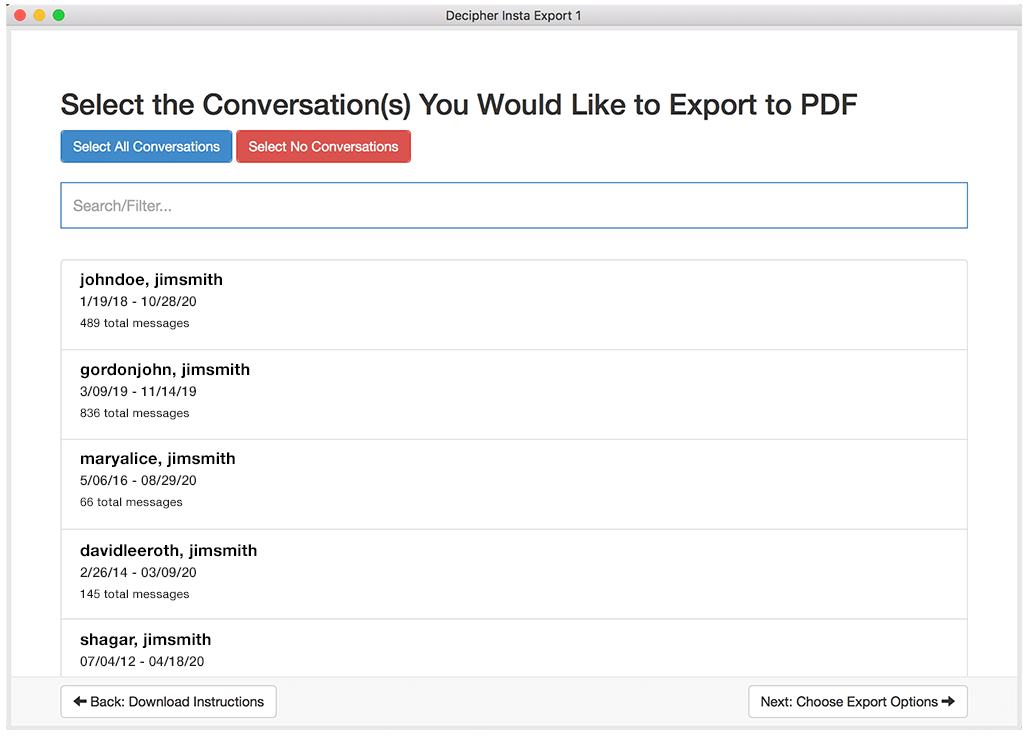 Decipher Insta Export Save and Print Instagram direct messages