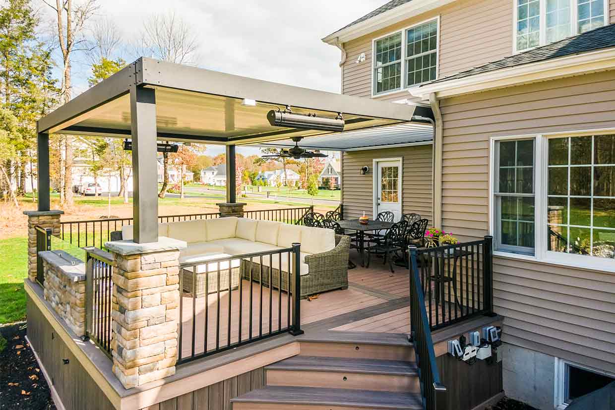 24'x18' Fireplace Deck Mastery In NJ Cozy Nights Outdoors