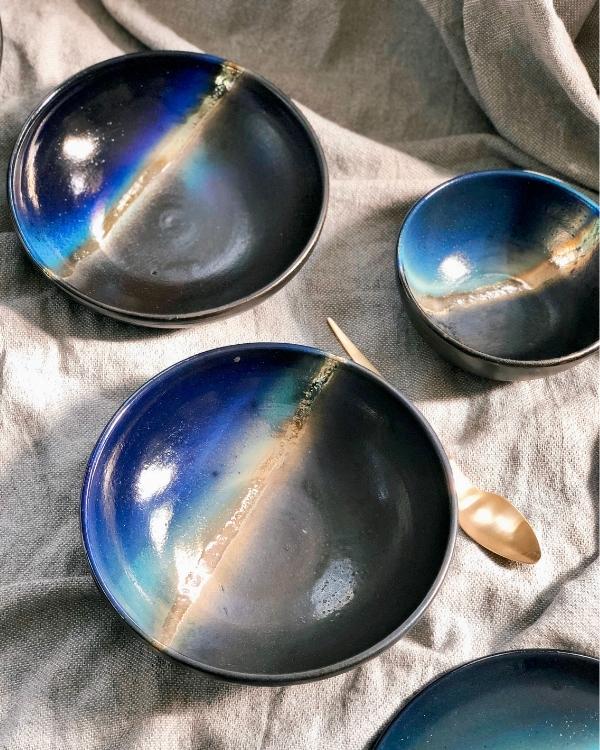 Handmade Ceramic Dark Fusion Pasta Bowl Decobate