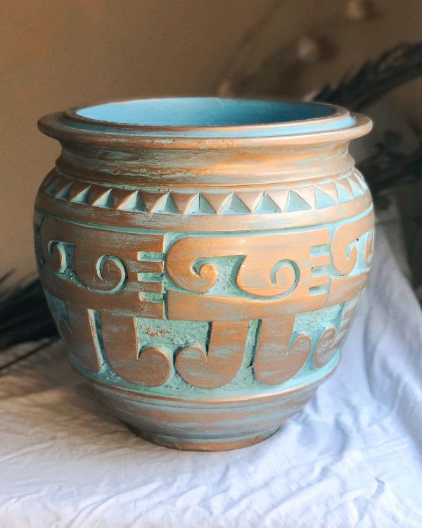 Blue & Gold Aztec Planter/Pot DECOBATE