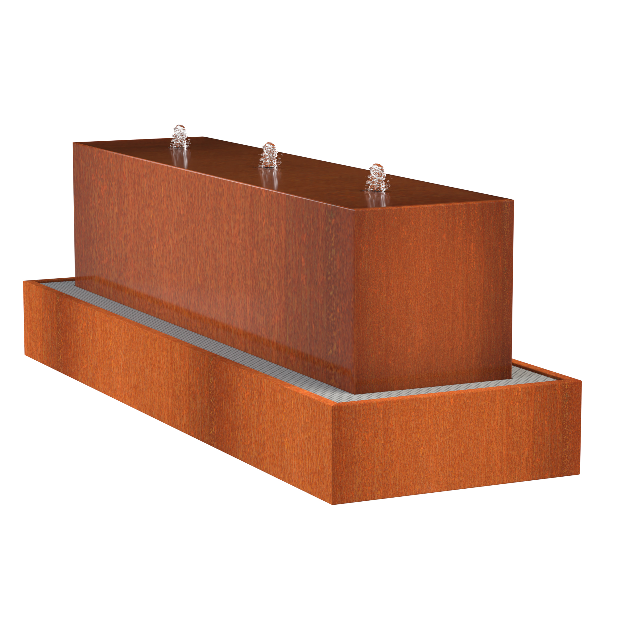 Bloc d'eau rectangulaire en acier Corten Déco Dard