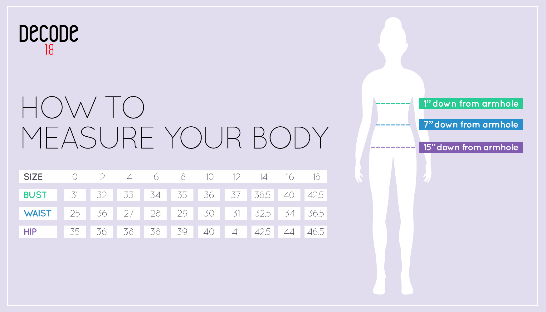 Size Chart - Decode 1.8