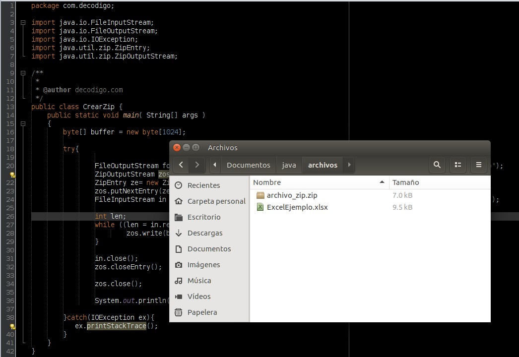 Java Crear archivo ZIP
