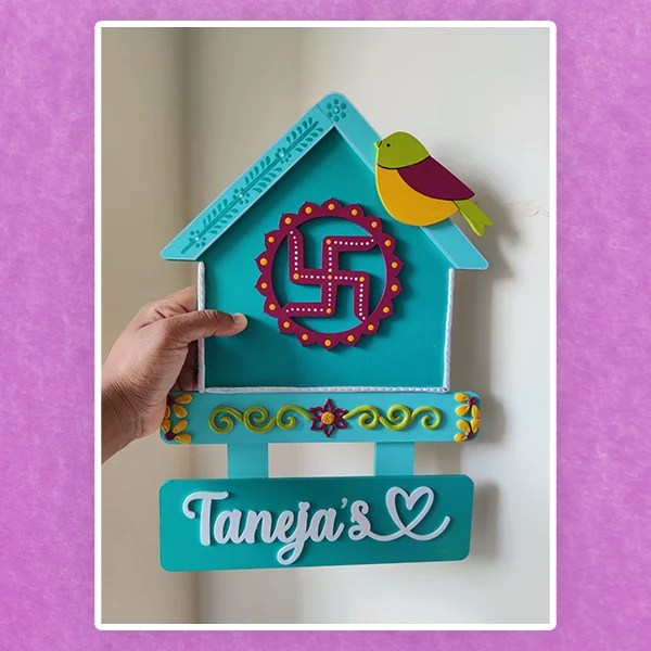 Wooden Nameplate / Lippan art name plate/ house name plate