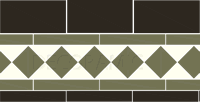 Rochester black, green, white victorian tile border