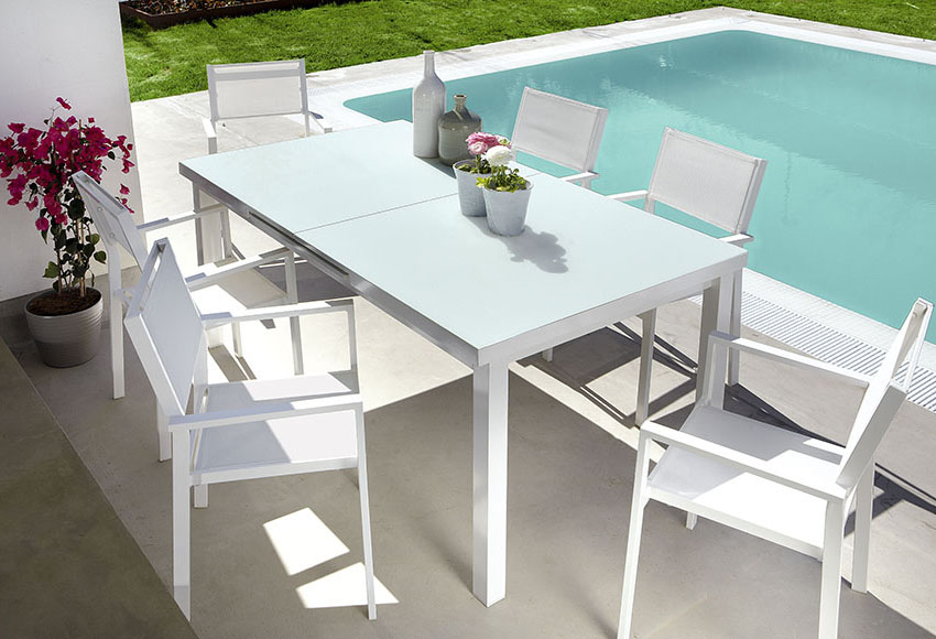 Set de jardín sillas y mesas blanco