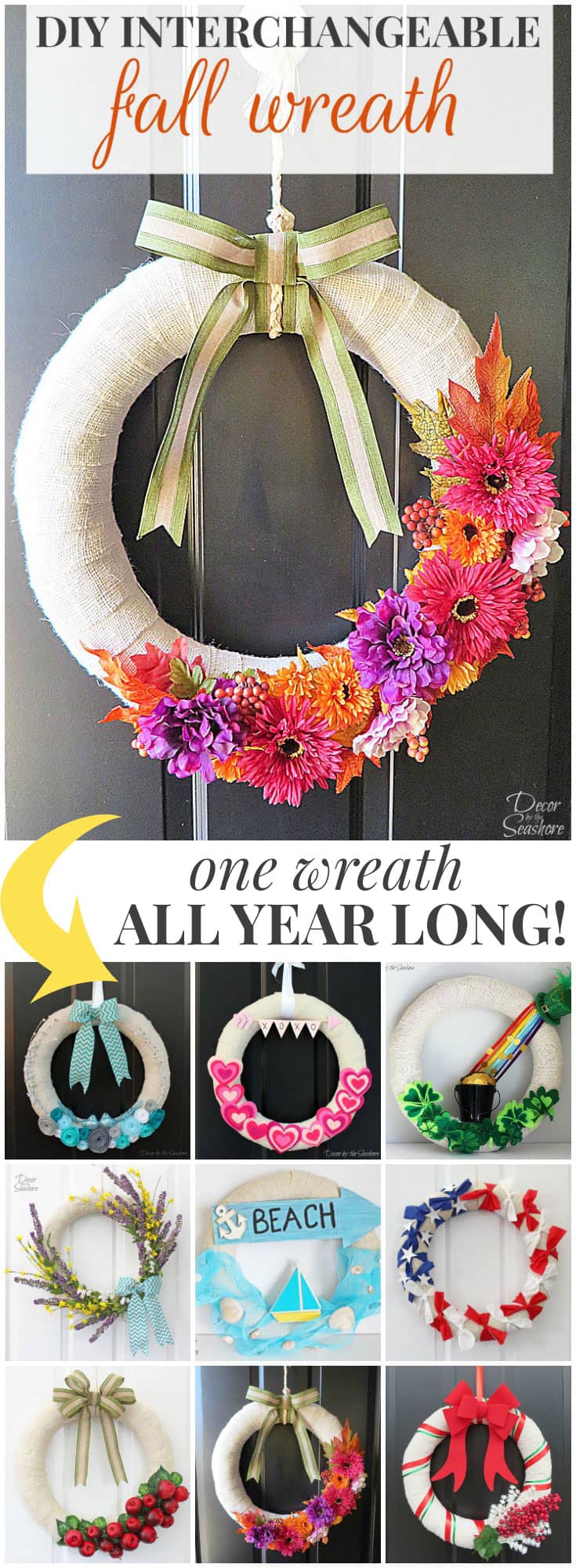 DIY Interchangeable Fall Wreath Decor by the Seashore