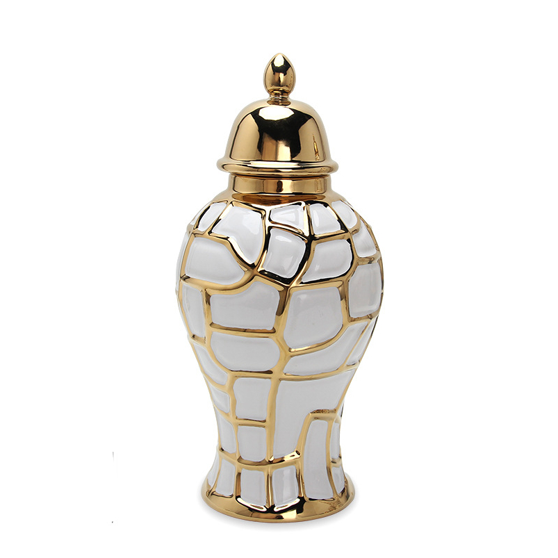 gold and white ginger jars Australia Gold Trim Ginger Jar Vase medium