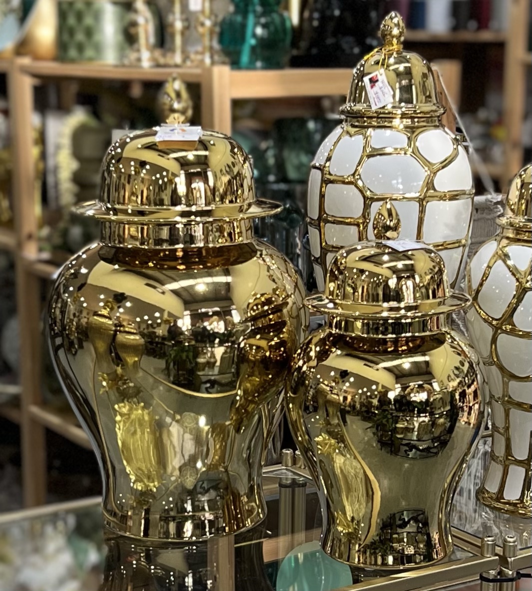 Gold Ginger Jars with Lids Decor Guru