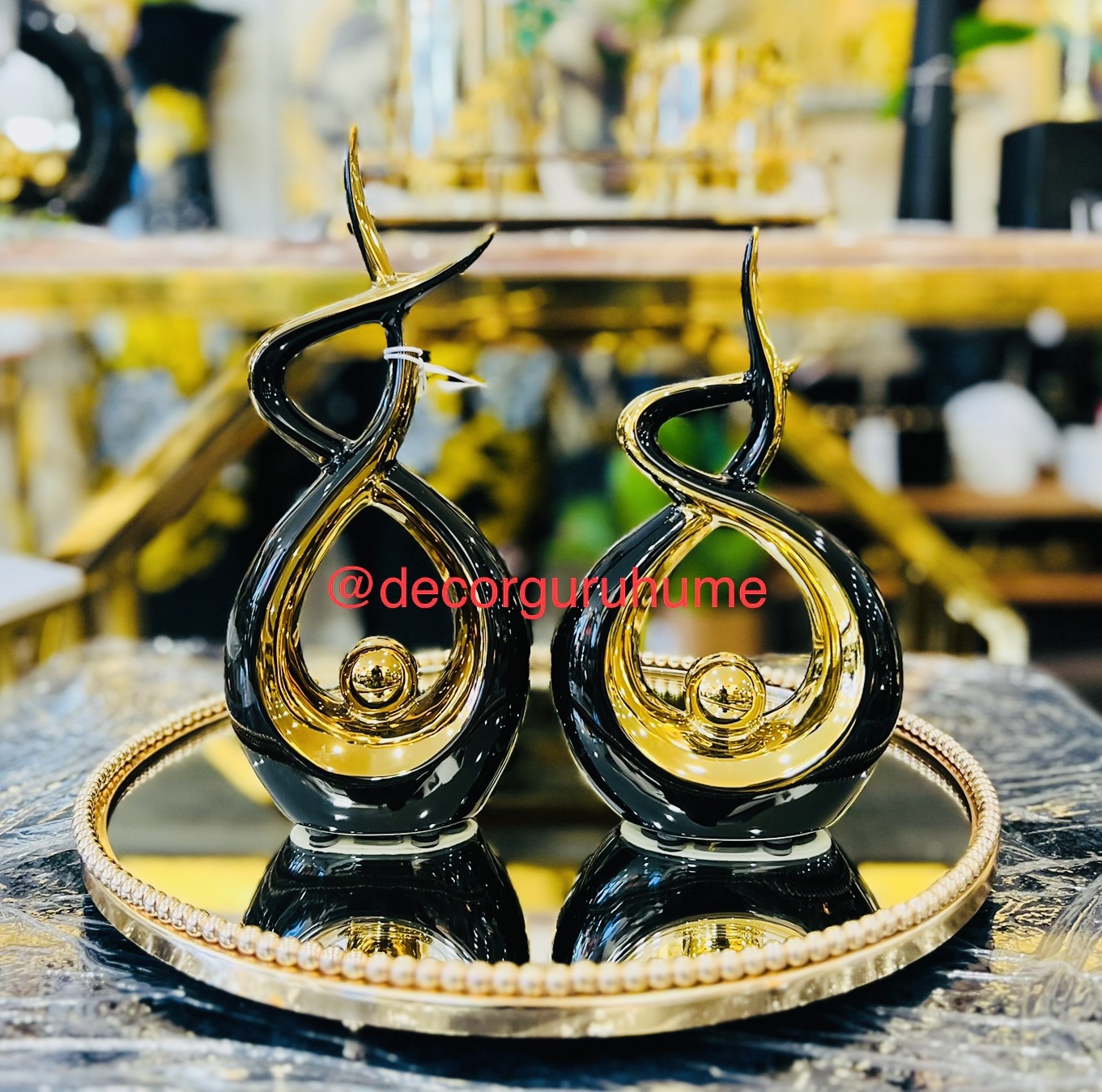 Black & Gold Ball Swirl Ceramic Decor Accents Decor Guru