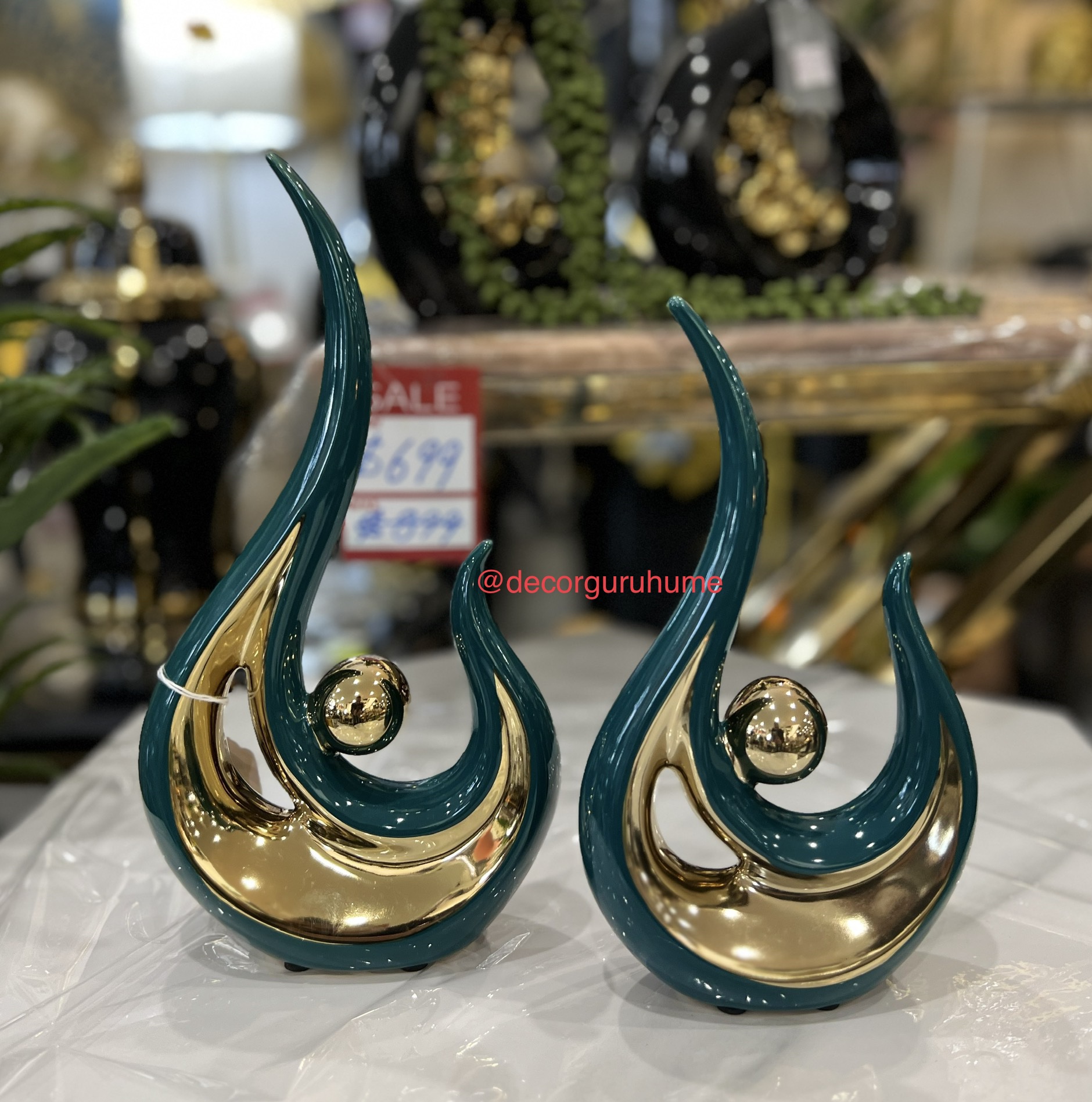 Green & Gold Ball Ceramic Decor Accents Decor Guru