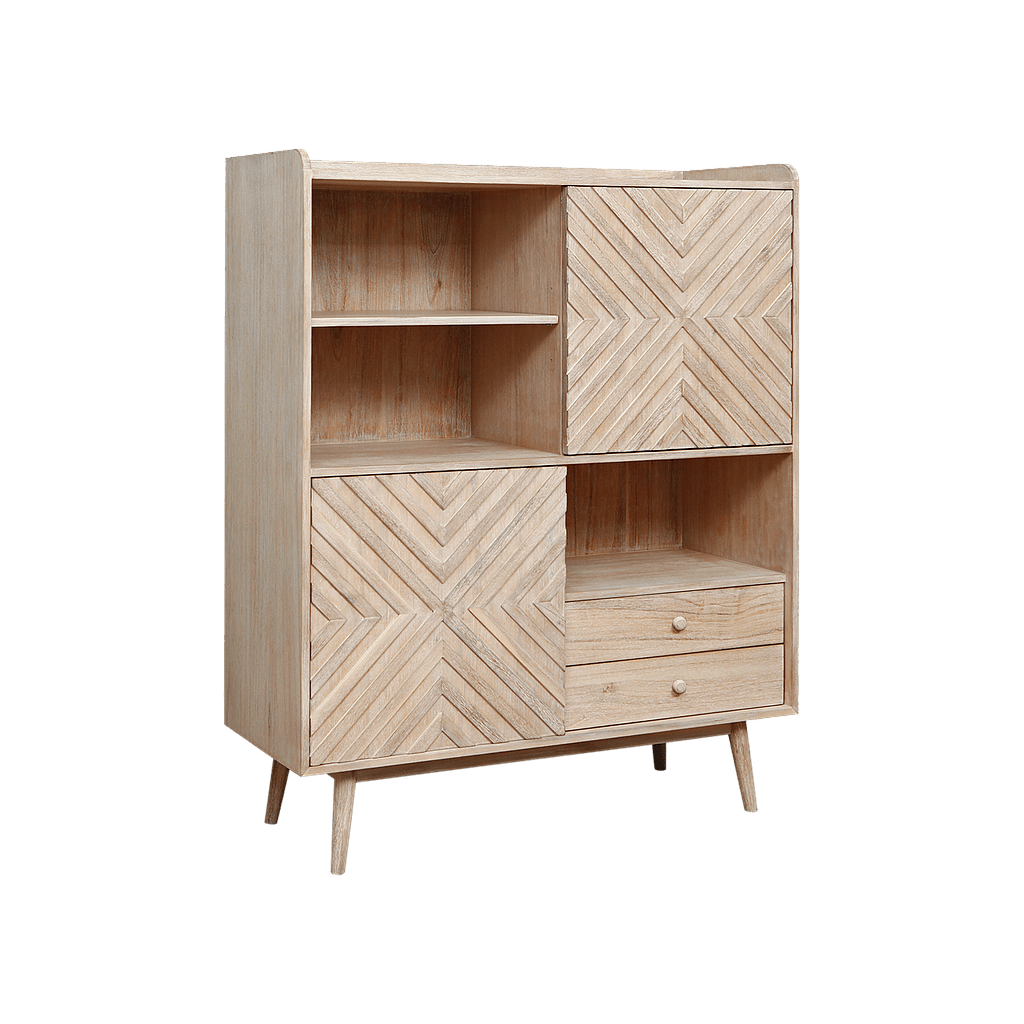 PORTO Highboard L110 x H136 Whitened acacia Furniture