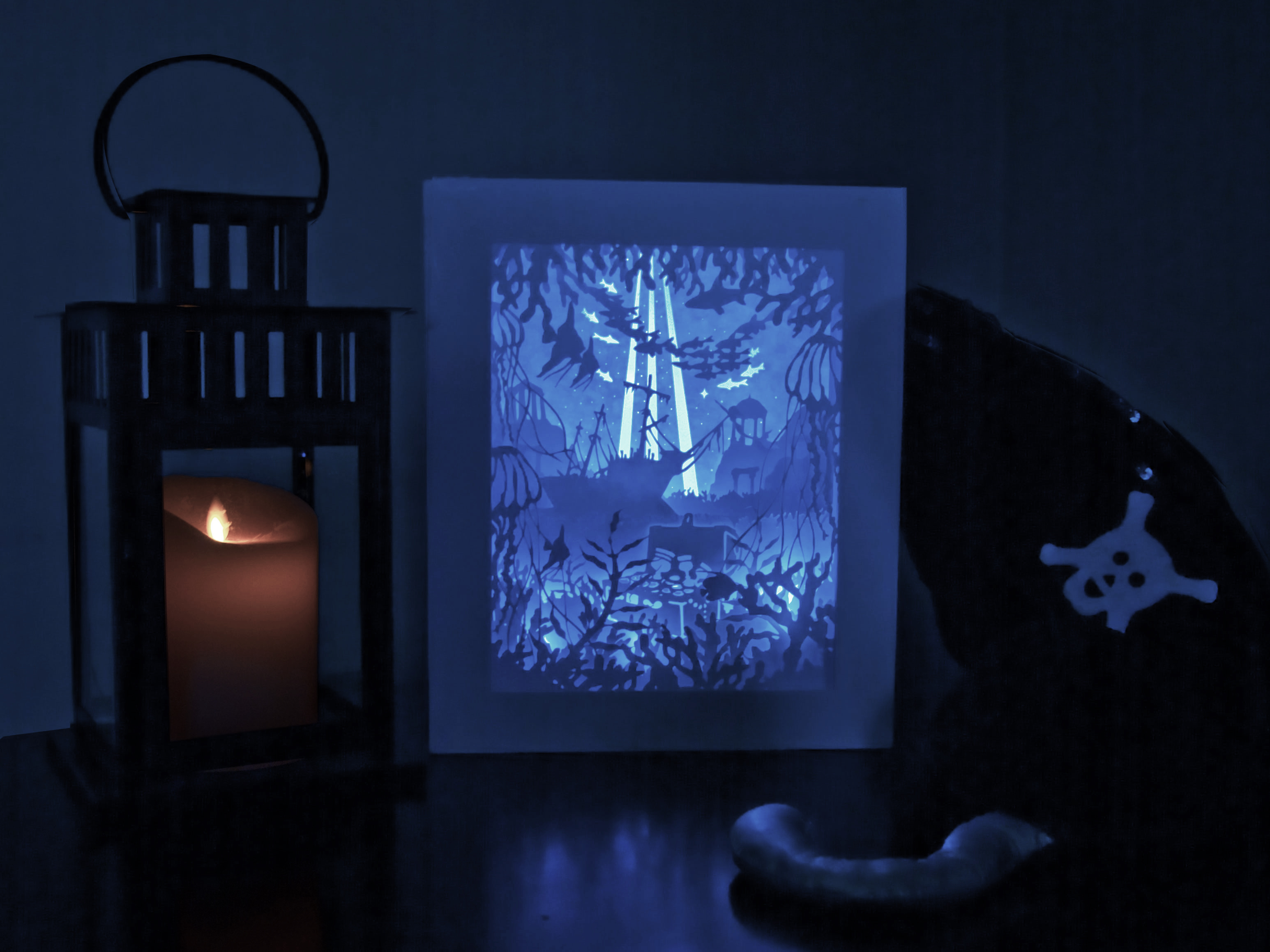 Sea Shadow Box Light 3D SVG Paper Craft File Decouverre