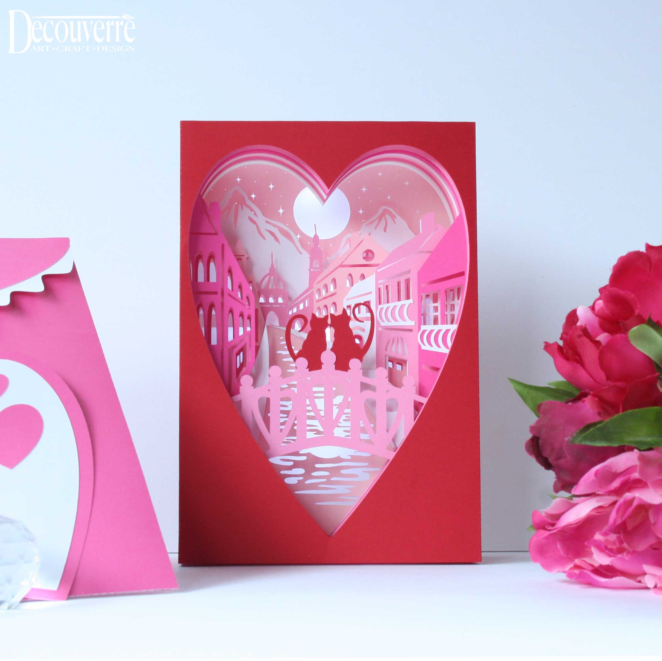 Valentine's Day Shadow Box Card 3D SVG File Decouverre